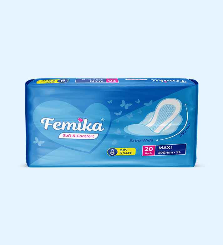 Femika Sanitary Pads Leak Proof Sanitary Pads | XL 290 MM Maxi ( 20 Pads )