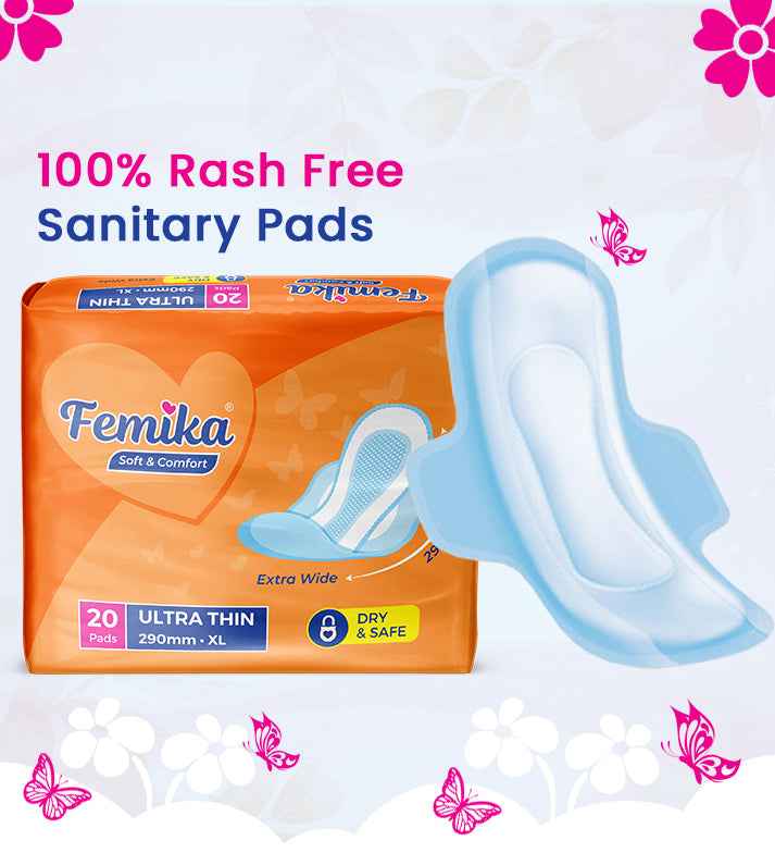 Femika Sanitary Pads Leak Proof Pads | XL 290 MM Ultra Thin ( 20 Pads )