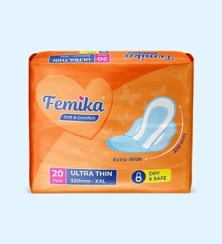 Femika Sanitary Pads Ultra-Soft Pads | XXL 320 Ultra Thin ( 20 Pads )